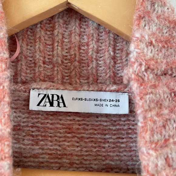 Zara Wool Alpaca Blend Soft Knit Sweater Oversized Heather Orange Size XS/Small - Picture 9 of 10